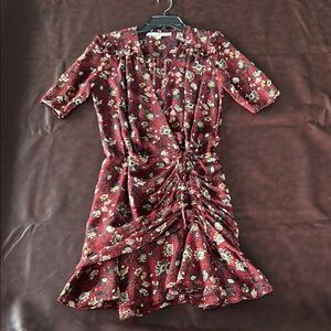 Veronica Beard Red Pink Mini Sundress Plunge Neckline